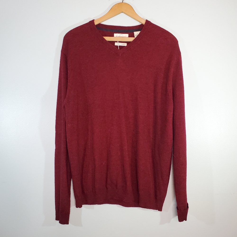 Weatherproof Vintage Men's V-Neck Red Merino Cashmere Sweater M